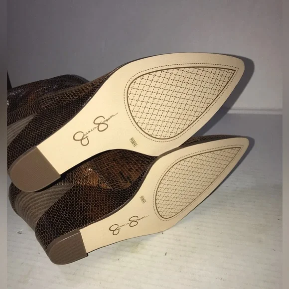 Jessica Simpson Helveta 2 Brown Snake Print Wedge Heels Slouch Boots Sz 9.5 - Picture 6 of 9